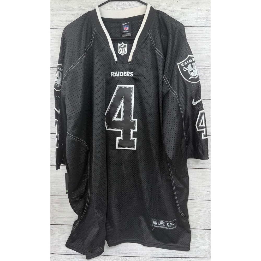 Nike NFL Onfield Derek‎ Carr Las Vegas Raiders Jersey Black Mesh Size 52 NEW